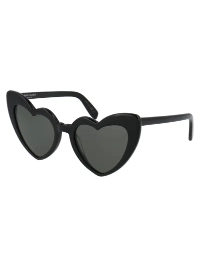 Saint Laurent Wave Heart Frame Sunglasses In Black