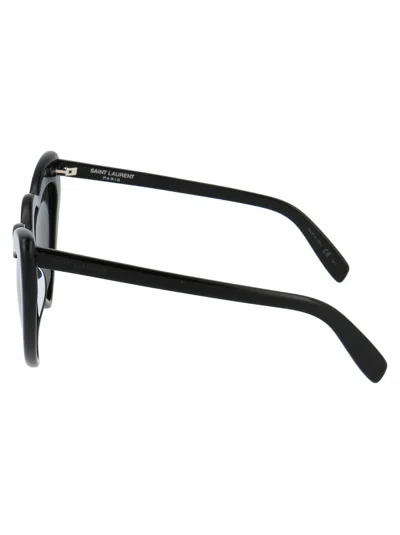 Saint Laurent Wave Heart Frame Sunglasses In Black