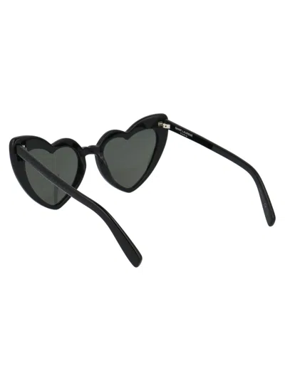Saint Laurent Wave Heart Frame Sunglasses In Black