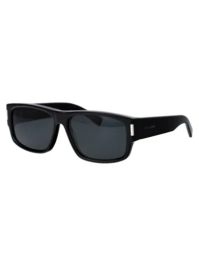 Saint Laurent Black-black-black Acetate Sunglasses In Black