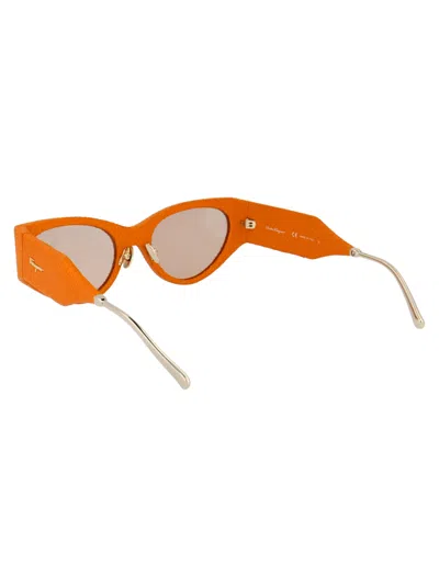 Ferragamo Golden Karung Leather Sunglasses