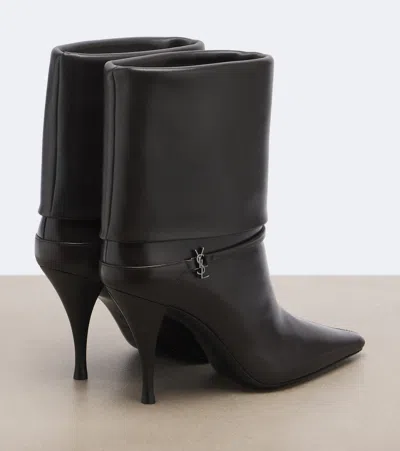 Saint Laurent Niki Embellished Leather Ankle Boots In Black