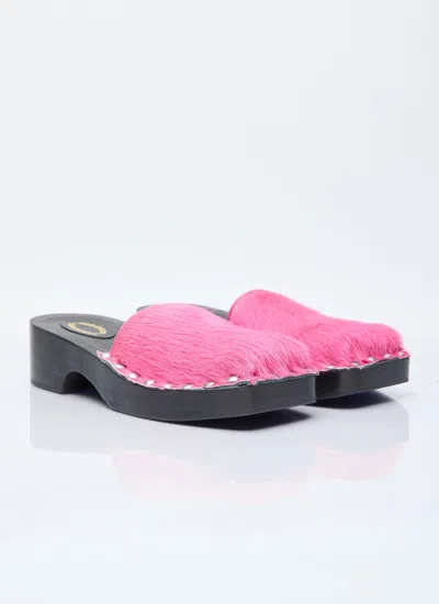 Shop Acne Studios Women Hairy Wood Clogs In Pink