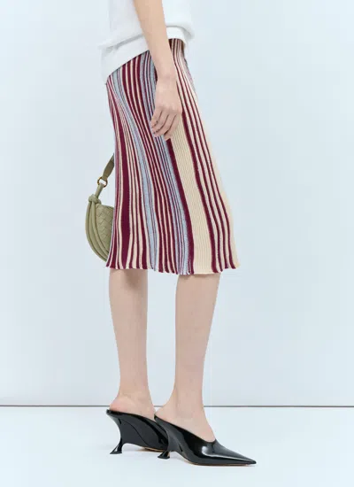 Bottega Veneta Stripe Knit Midi Skirt In Multicolor