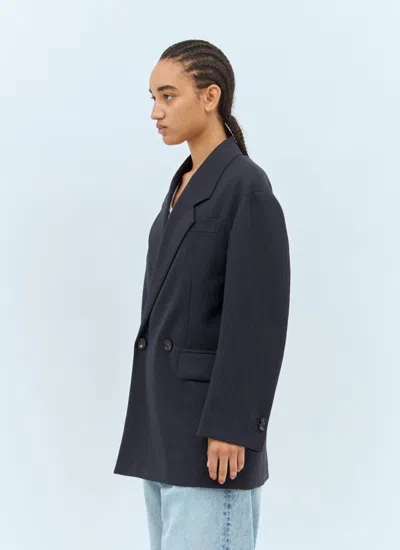Bottega Veneta Subtle Stripe Double-breasted Wool Jacket In Black