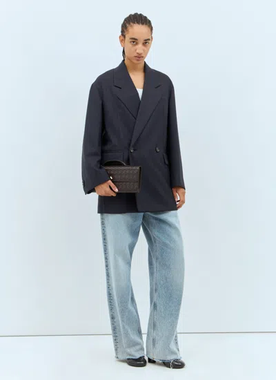 Bottega Veneta Subtle Stripe Double-breasted Wool Jacket In Black