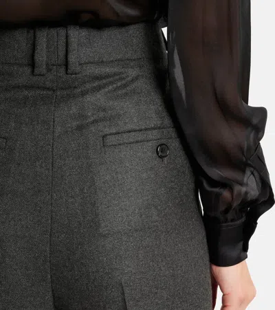 Saint Laurent Satin Flared Pants In Grey