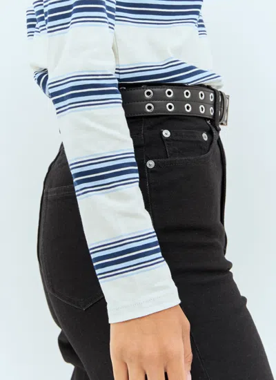Ganni Double Eyelet Belt In Black