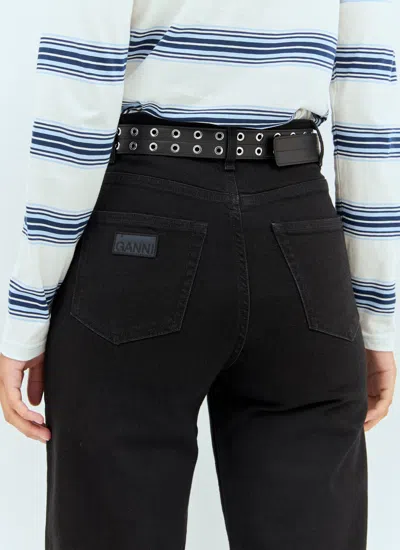 Ganni Double Eyelet Belt In Black