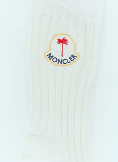 Moncler X Palm Angels Men Logo Patch Socks In White