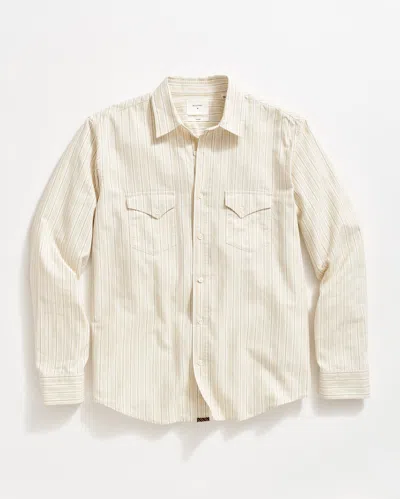 Billy Reid Stripe Oxford Western Shirt In Tinted White