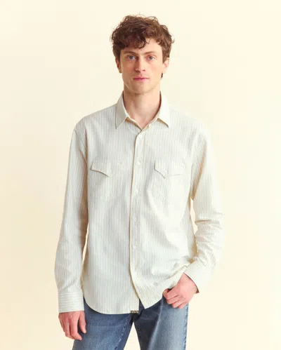 Billy Reid Stripe Oxford Western Shirt In Tinted White