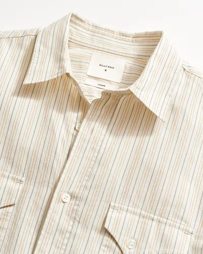 Billy Reid Stripe Oxford Western Shirt In Tinted White