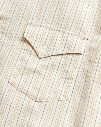 Billy Reid Stripe Oxford Western Shirt In Tinted White