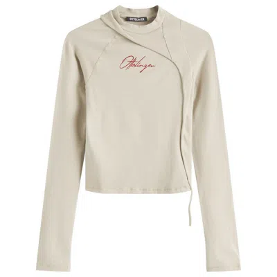 Ottolinger Deconstructed Fitted Long-sleeve T-shirt In Beige