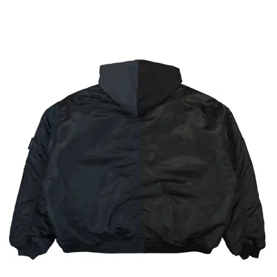 Vetements Split Hooded Bomber Jacket In Navy/black