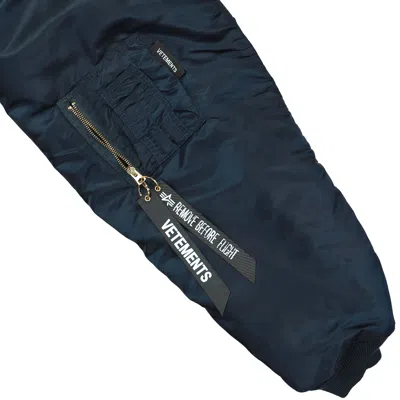 Vetements Split Hooded Bomber Jacket In Navy/black