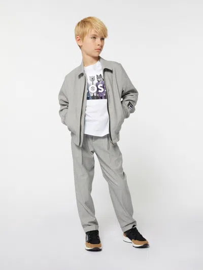 Hugo Boss Grey Jacket For Boy With Logo In Grey