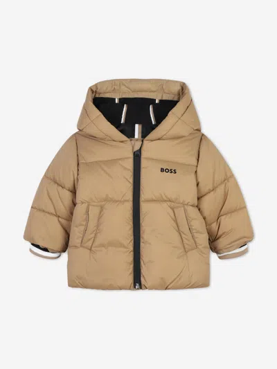 Hugo Boss Kids Boss Baby Boys Logo Puffer Jacket In Brown ModeSens