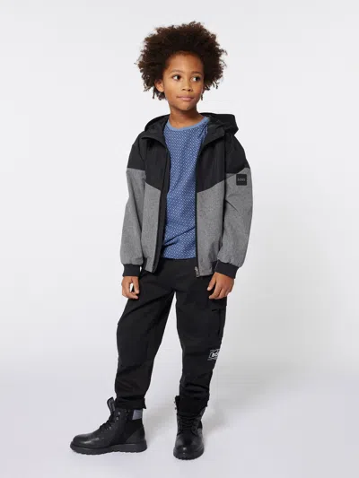 Hugo Boss Boss Boys Two-tone Windbreaker Black 10 Yrs In Black