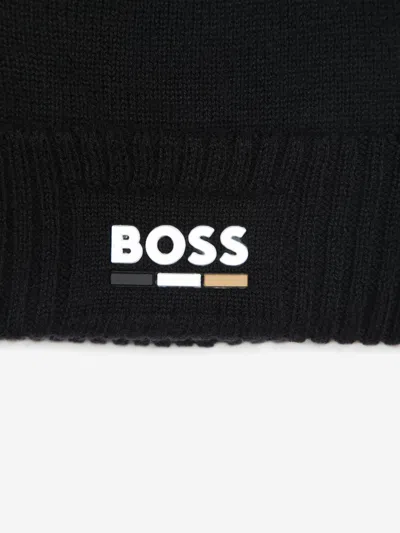 Hugo Boss Boss Boys Knitted Beanie Hat In Black