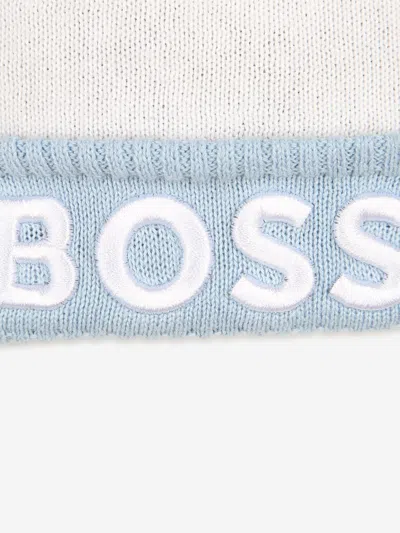 Hugo Boss Boss Boys Embroidered Logo Bobble Hat In Grey