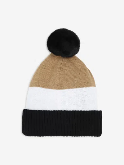 Hugo Boss Boss Boys Embroidered Logo Bobble Hat In Black
