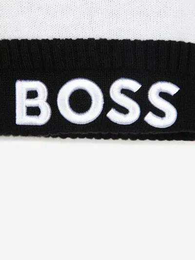 Hugo Boss Boss Boys Embroidered Logo Bobble Hat In Black
