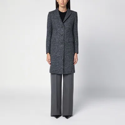 Tagliatore Black/white Wool Blend Single-breasted Coat In Black