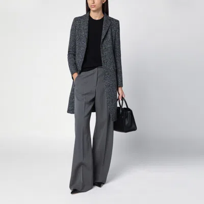 Tagliatore Black/white Wool Blend Single-breasted Coat In Black