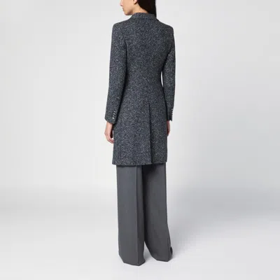 Tagliatore Black/white Wool Blend Single-breasted Coat In Black