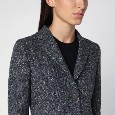Tagliatore Black/white Wool Blend Single-breasted Coat In Black