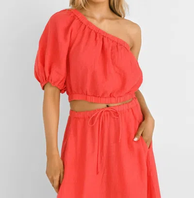 VELVET BY GRAHAM & SPENCER LALEEN ONE-SHOULDER TOP IN KISS 