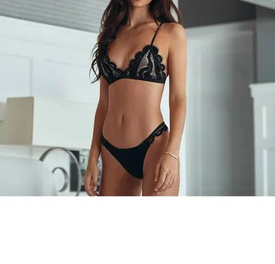 Pq Swim Midnight Lace Thong In Black In Black