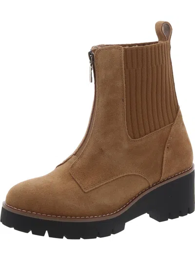 Aqua College Dream Womens Nubuck Zipper Booties In Brown