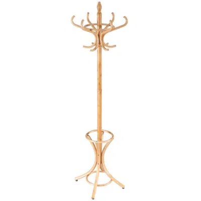 Hivvago Wood Standing Hat Coat Rack With Umbrella Stand-natural