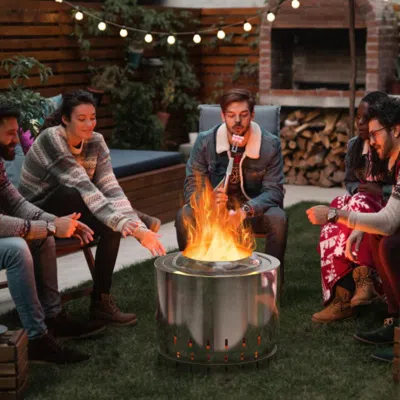Hivvago Smokeless Stainless Steel Fire Pit With Ash Pan For Yard Camping-silver