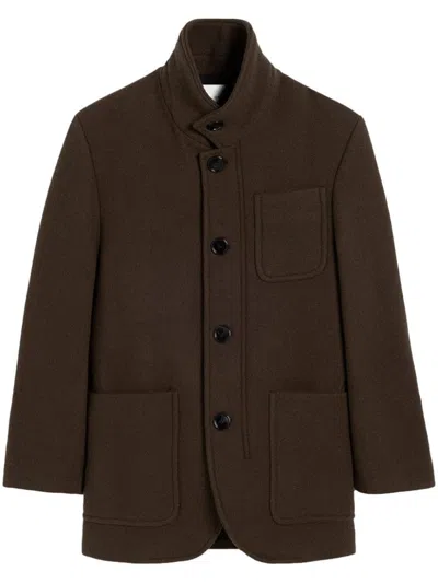 Ami Alexandre Mattiussi Ami High Collar Short Coat In Dark Coffee