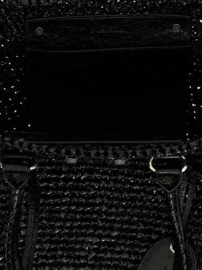 Balenciaga Large Structured Raffia Shopping Bag In Black
