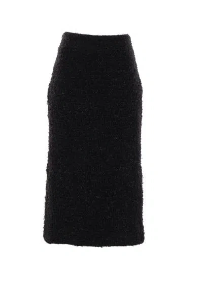 Balenciaga Tweed Midi Skirt In Black