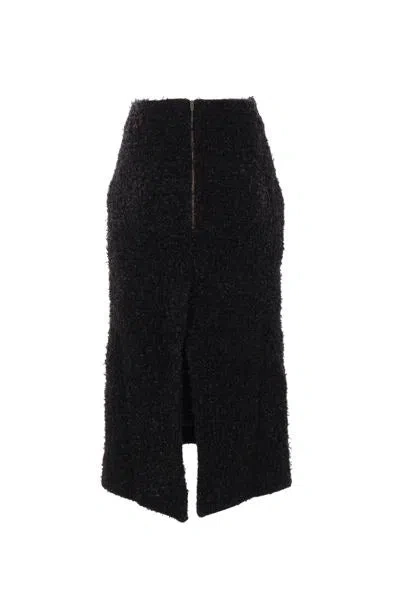 Balenciaga Tweed Midi Skirt In Black