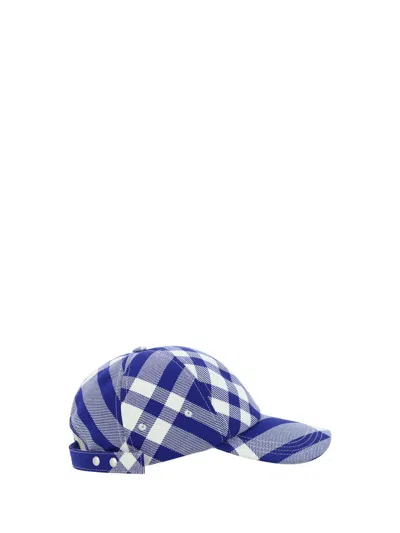 Burberry Baseball Cap With Tartan Pattern Unisex In Blue