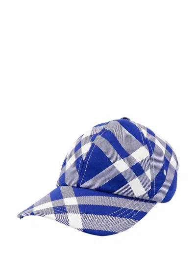 Burberry Baseball Cap With Tartan Pattern Unisex In Blue