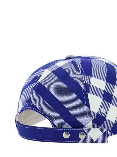 Burberry Baseball Cap With Tartan Pattern Unisex In Blue