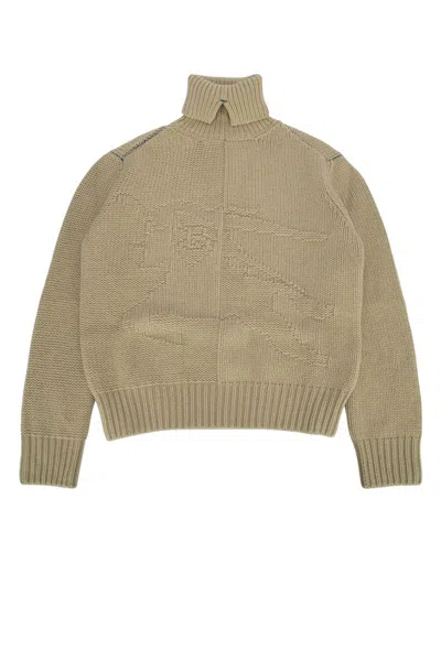 Burberry Beige High Neck Sweater In Green