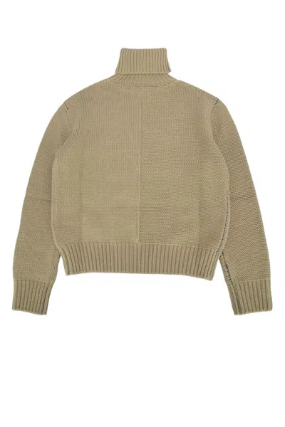 Burberry Beige High Neck Sweater In Green