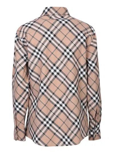 Burberry Ered Wool Blend Shirt In Linden Ip Check