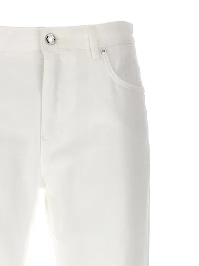 Dolce & Gabbana Denim Trousers With Logo Detail And Pockets In White
