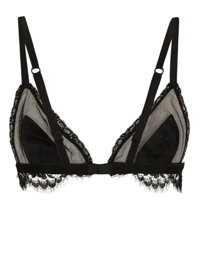 Dolce & Gabbana Black Lace Triangle Bra With Matching Inserts For Women In Black