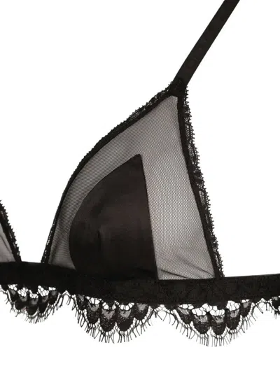 Dolce & Gabbana Black Lace Triangle Bra With Matching Inserts For Women In Black